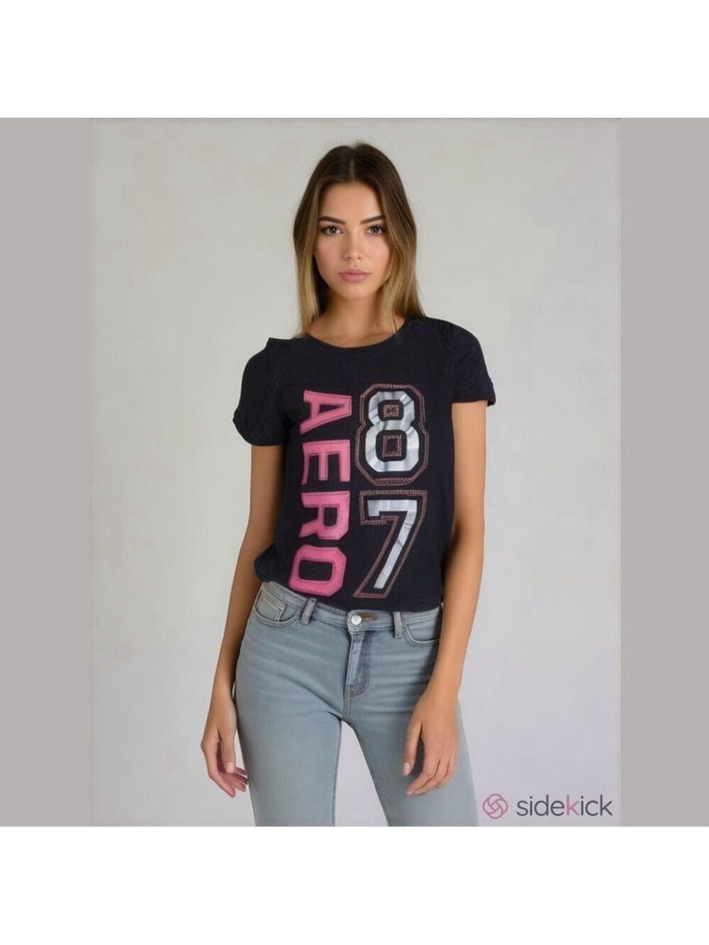 Aeropostale ladies black cotton t-shirt with aero 87 on the front size XL